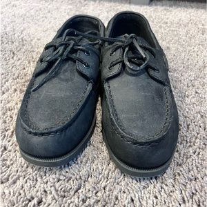 Black Leather kids sperrys